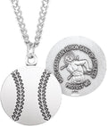 .925 Sterling Silver Saint Sebastian Sports Athlete Medal Protection Christian Pendant Necklace with Chain - Made in USA