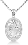 Gold Reversible Virgin Mary Miraculous Medal Pendant Necklace | 10K or 14K Yellow, Rose, or White Gold | Choice of Chain Length/Pendant Only