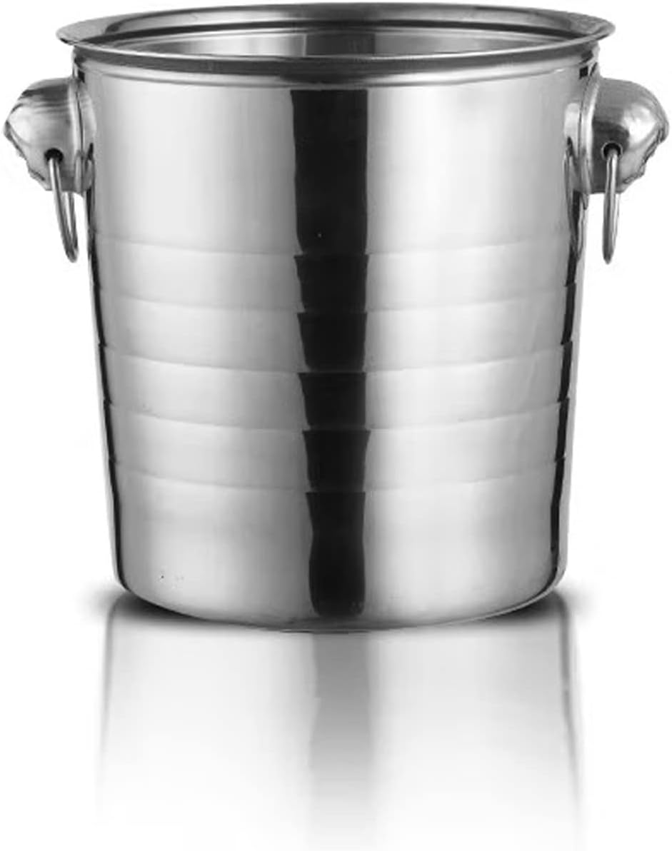 ice Bucket,Bucket with lid, Ice Buckets for Parties Stainless Steel with Ring Handle Thickened Commercial Bar Champagne Bucket Bucket Beer for Cocktails, Wine, Beer, Champagne, Kee