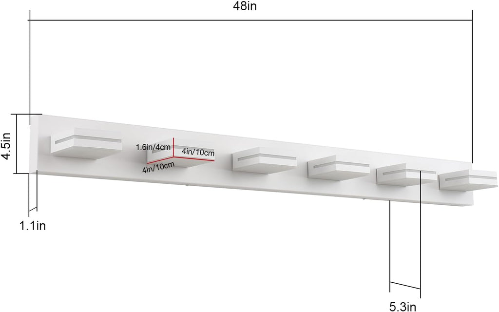 SineRise LED Modern Bathroom Vanity Light Fixtures (6-Light, 48-Inch, Dimmable), Matte White Modern Acrylic Bathroom Wall Lighting Fixtures Over Mirror (Cool White 6000K)