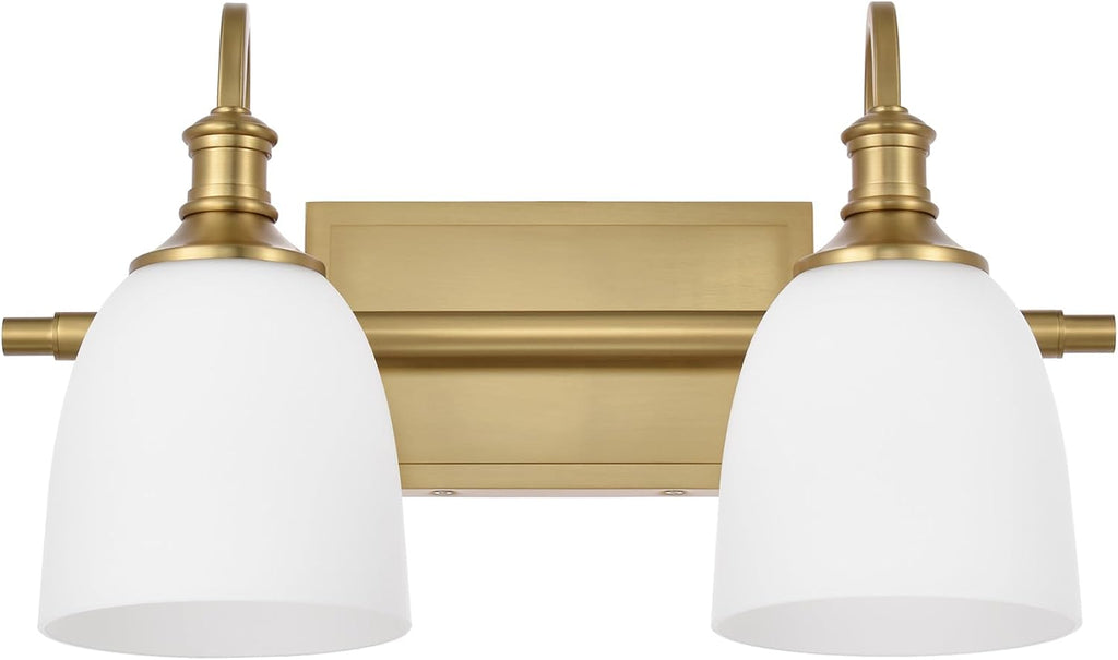 2 Light Aged Brass Vintage Bathroom Vanity Light Fixtures | Vintage, 2 Light, Aged Brass, Gold, Bedroom, Bathroom, Living room, over mirror, over table