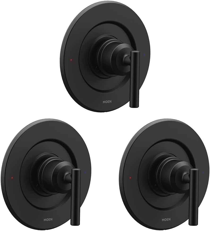 Moen Gibson Pressure Balancing Modern Shower Lever Handle, Posi-Temp Valve Required, Matte Black, T2901BL (Pack of 3)