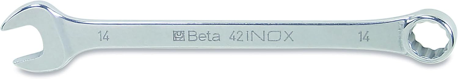 Beta 42INOX Metric 11-Piece Stainless Steel Combination Wrench Set 8-19mm | 12-Point Box End, 15° Offset | Corrosion-Resistant AISI 420 |Food Industry and Clean Room Safe