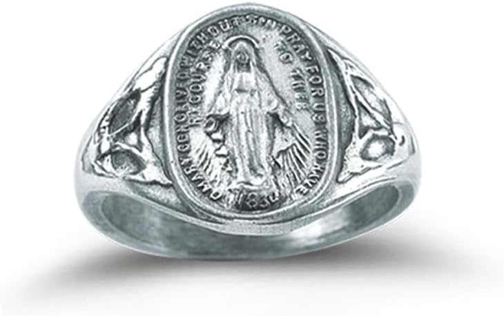 Extel Sterling Silver Miraculous Medal Ring, Size 9