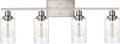 4-Lights Modern Vanity Light Fixtures for Bathroom Over Mirror, Farmhouse 31-Inches Length Seeded Glass Bath Wall Sconce Lighting in Brushed Nickel