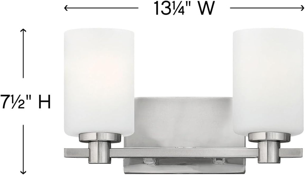 Hinkley Karlie Contemporary Modern Two Light Bathroom Vanity Fixture, Brushed Nickel