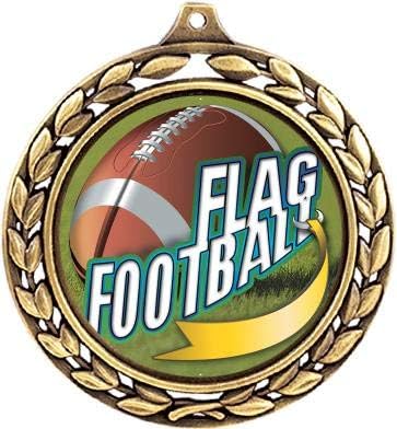 Flag Football Medals - 2 1/2' Laurel Wreath Flag Football Medal - Great Flag Football Awards for Kids Prime