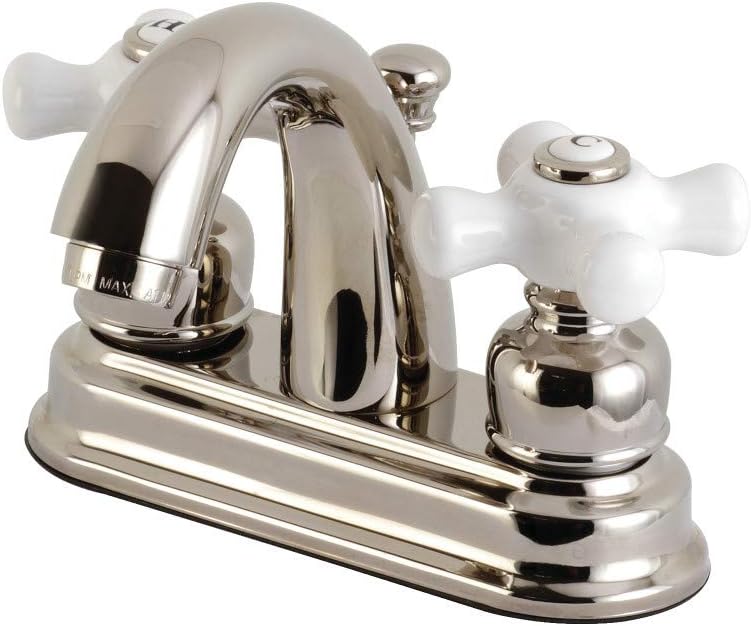 Kingston Brass KB5616PX Restoration 4 in. Centerset Bathroom Faucet, Polished Nickel