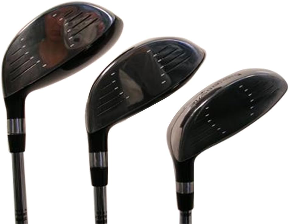 iDrive Red Square Anti-Slice Draw Fairway 3 5 7 Wood Set Golf Clubs, Right Handed Senior Flex with Men's Size Black Pro Velvet Grips