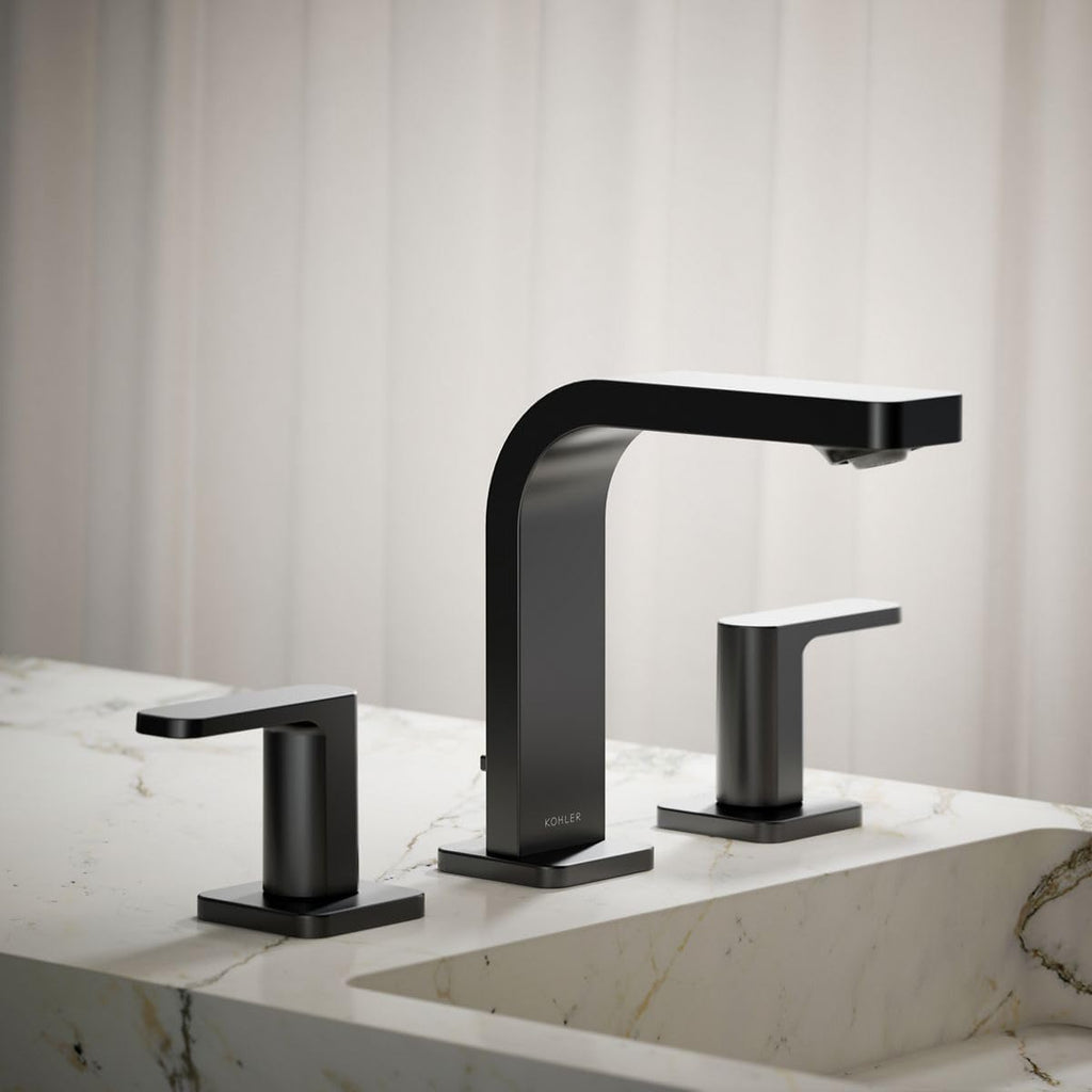 Kohler K-23484-4N-BL Parallel Widespread Bathroom Sink Faucet, .5 GPM, Lever Handles, Matte Black