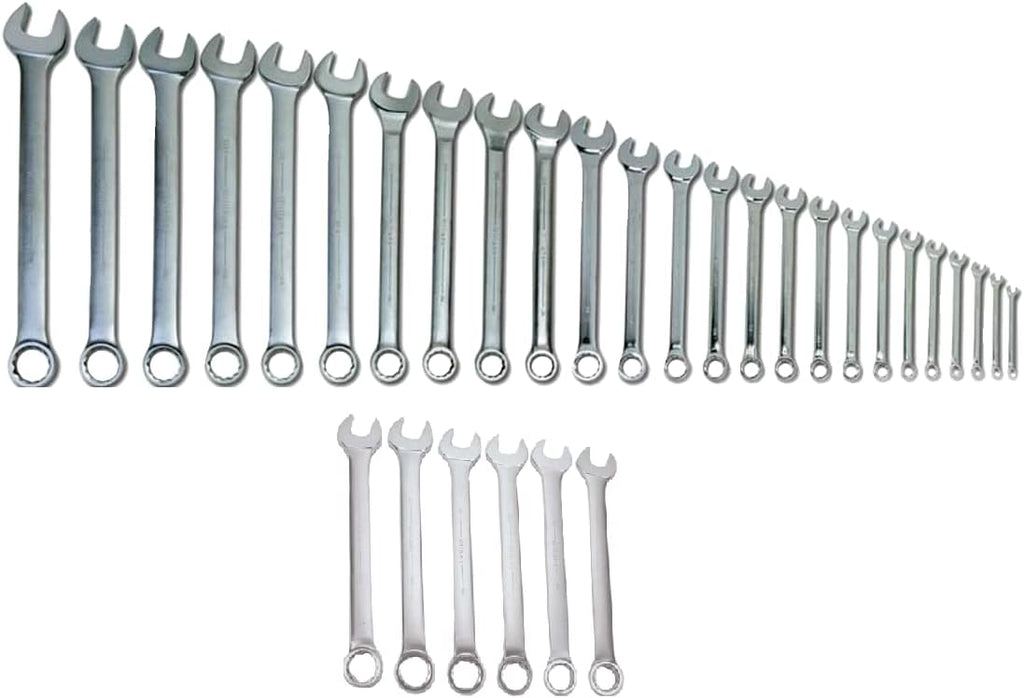 Williams JHWWS-1191SC 32-Piece SUPERCOMBO SAE Combination Wrench Set, Features both High Polish and Satin Polish Chrome Finished Wrenches