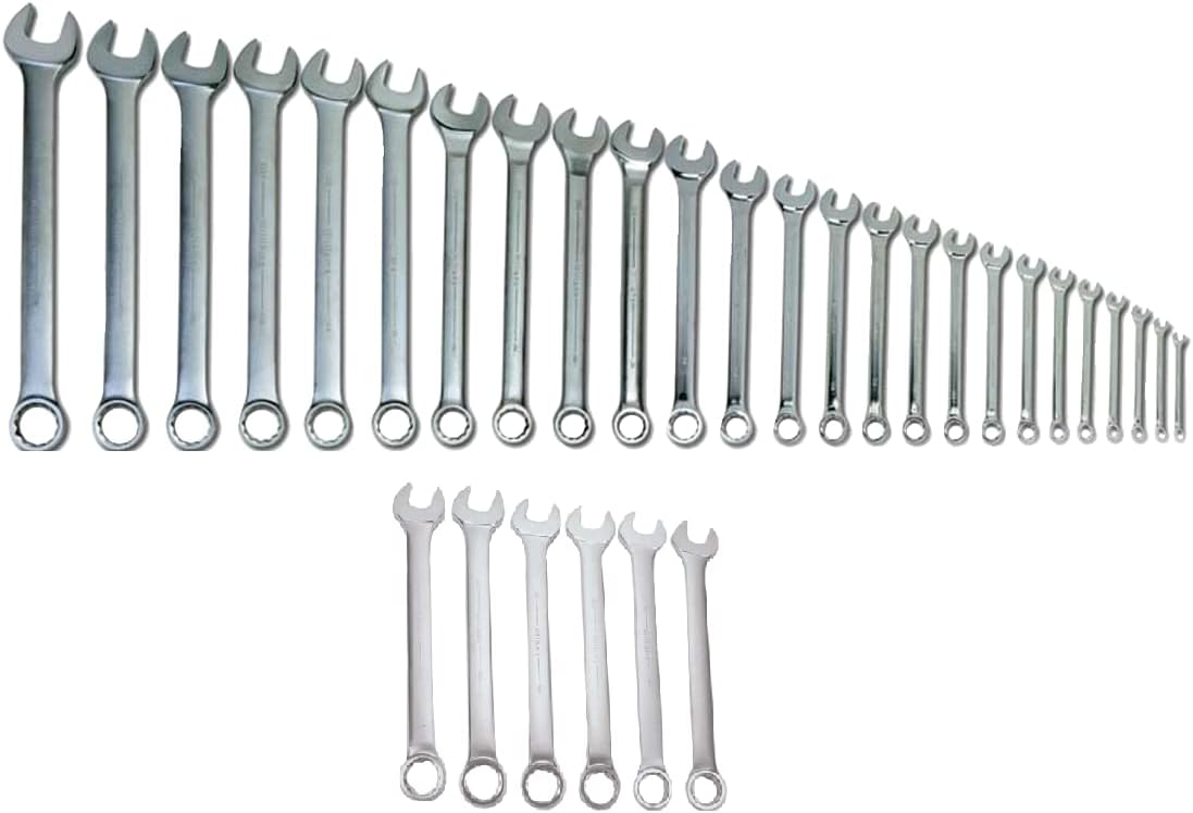 Williams JHWWS-1191SC 32-Piece SUPERCOMBO SAE Combination Wrench Set, Features both High Polish and Satin Polish Chrome Finished Wrenches