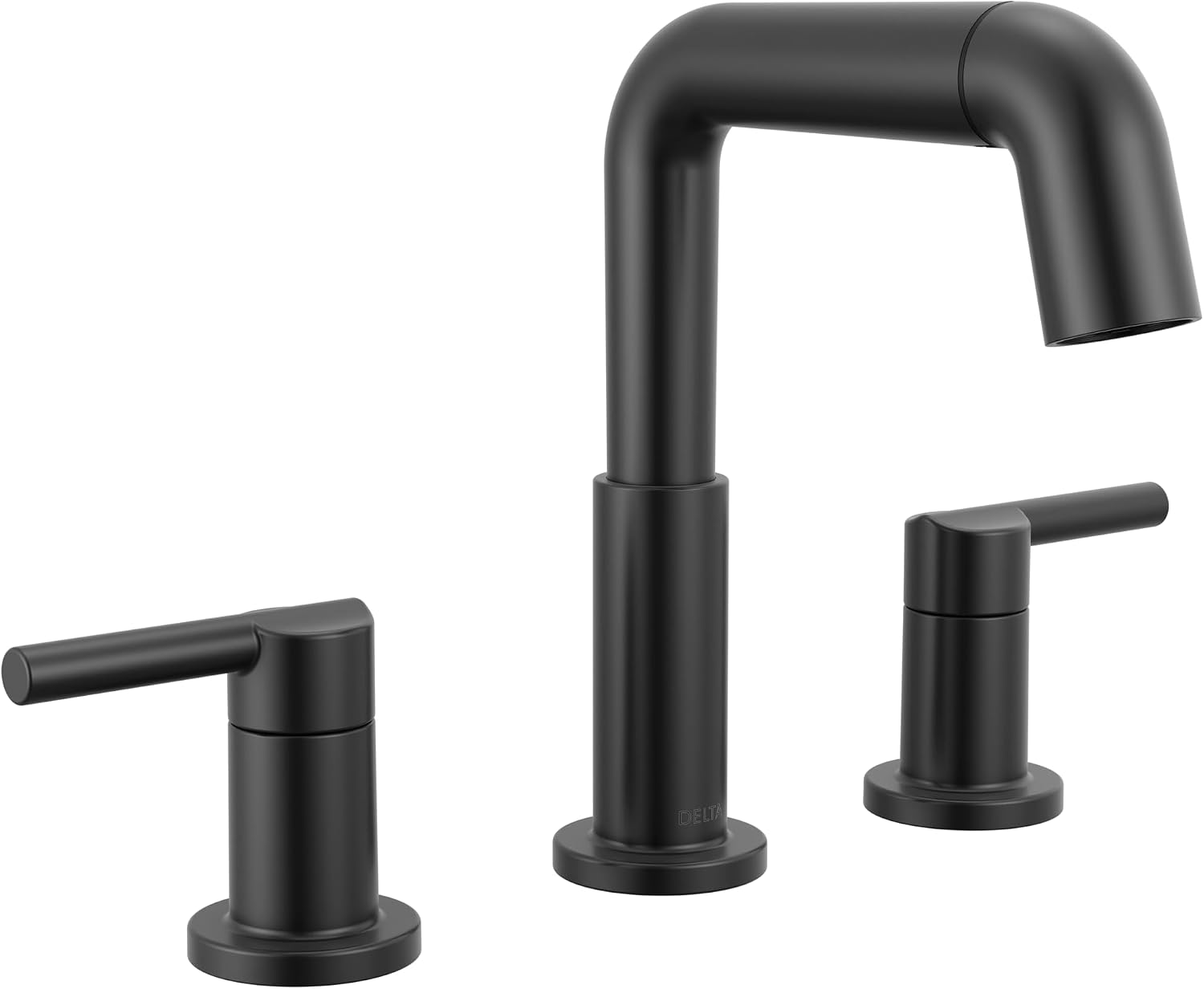 Delta Nicoli Matte Black Bathroom Faucet with Sprayer, 8 Inch 3 Hole Widespread Bathroom Sink Faucet with Pull Out Sprayer, Push-Pop Drain, Matte Black 35849LF-BLPD.