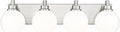 Bathroom Light Fixtures, 4 Light Brushed Nickel Vanity Light, 26 Inch Modern Wall Sconces with Globe Milk White Glass Shade, Vanity Lighting Fixtures Over Mirror, VL195-BN-ML-4