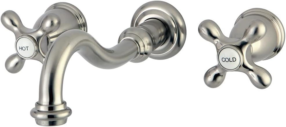 Kingston Brass KS3128AX Vintage 2-Handle Wall Mount Bathroom Faucet, Brushed Nickel