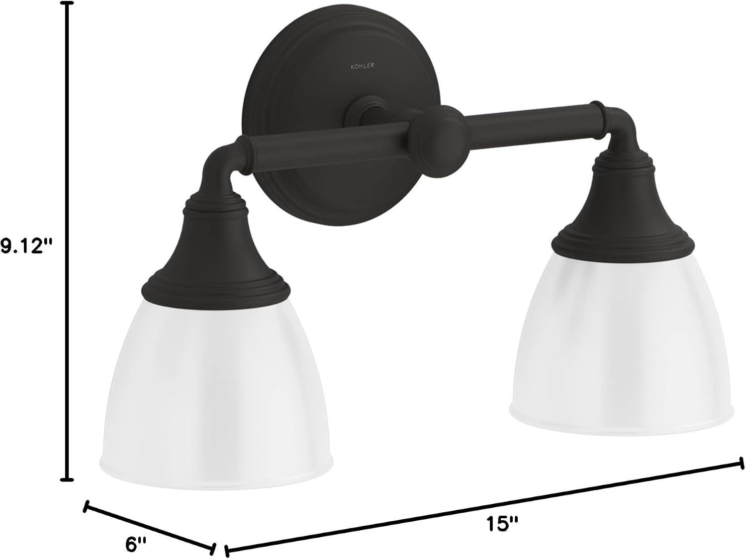 Kohler Devonshire Bathroom Vanity Light Fixture, Wall Sconce Lighting, Position Facing Up or Down, UL Listed, 2 Light, Polished Chrome