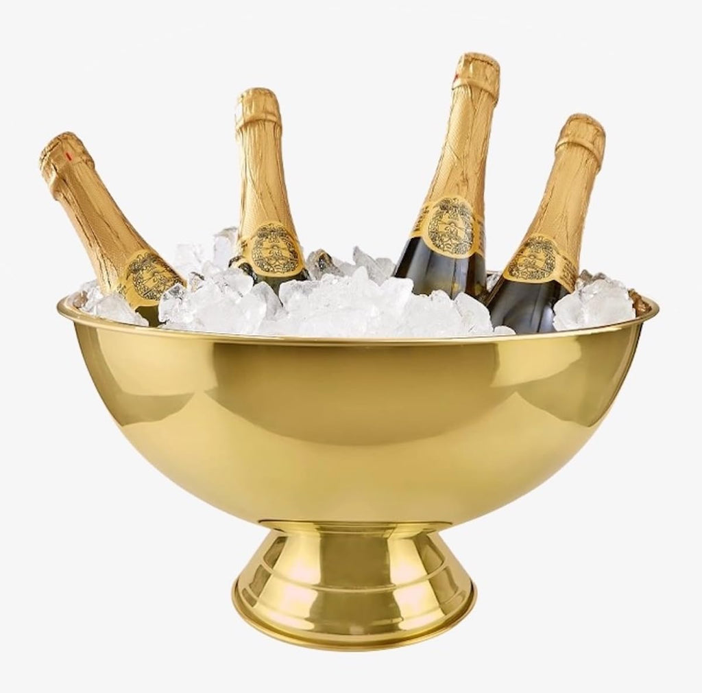 Cruiser's Caché 16' Footed Champagne Bucket, Wine and Beverage Tub, Stainless Steel with Gold Finish