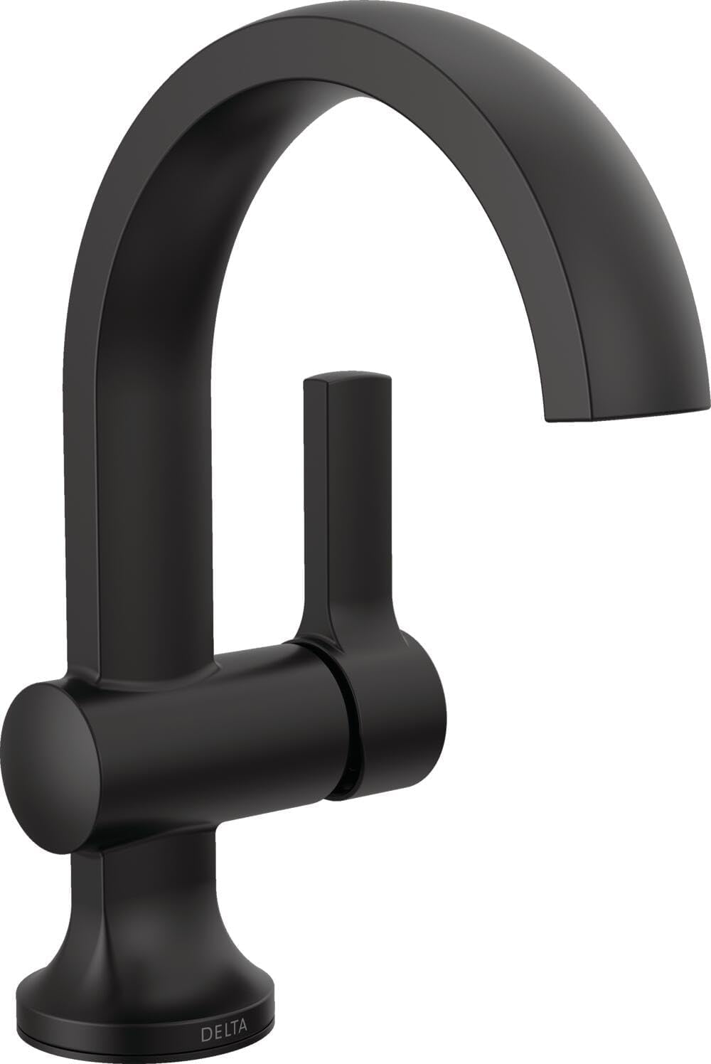 Delta Albion Matte Black Bathroom Faucet 1 Hole, Single Hole Bathroom Sink Faucet for Vanity, Metal Push-Pop Drain Assembly, Matte Black 15855LF-BL