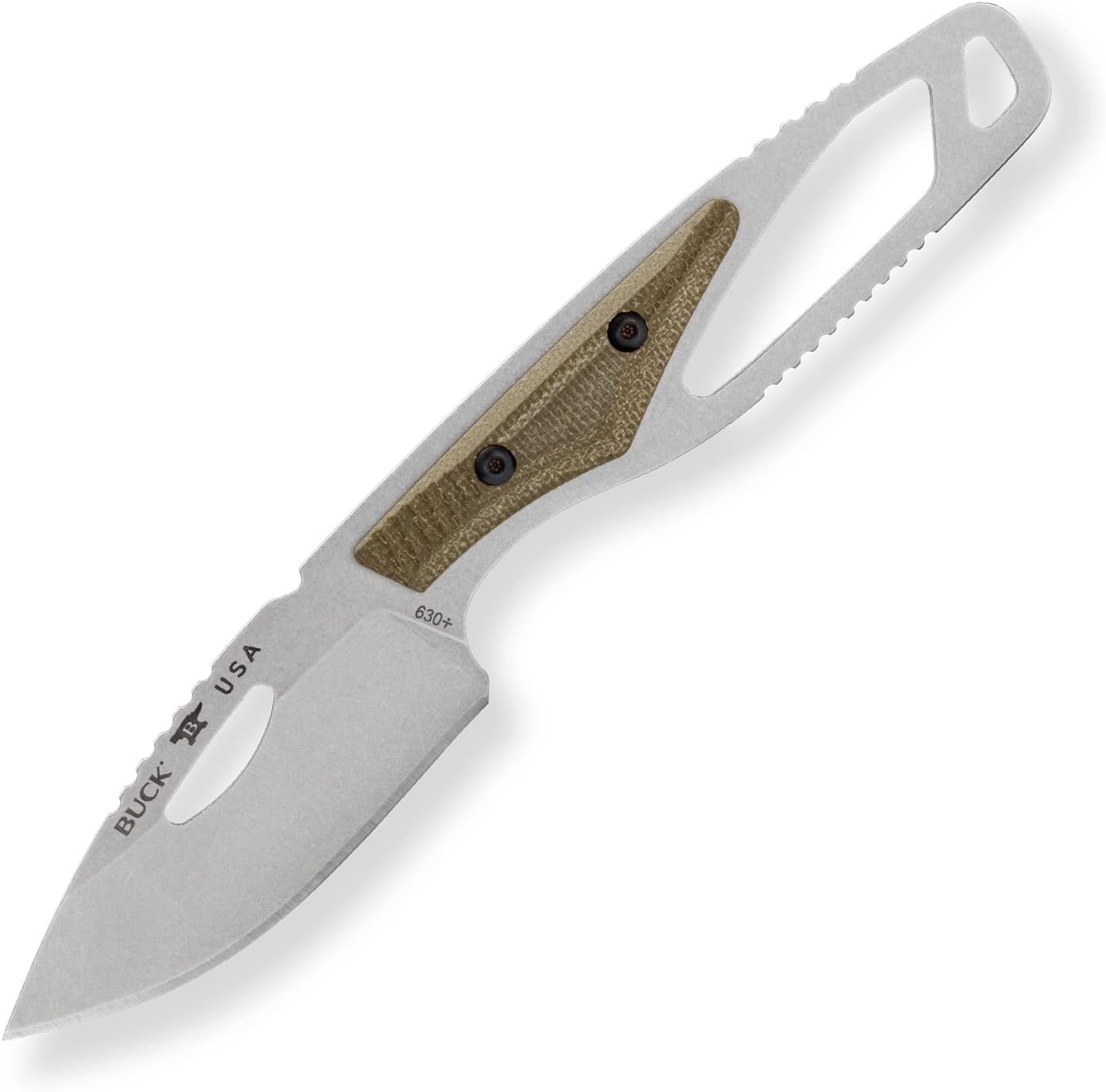 Buck Knives 630 Paklite Hide Pro Fixed Blade Hunting Knife, 2 3/4' S35VN Steel Blade, Micarta Handle, with Sheath