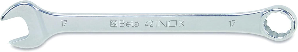Beta 42INOX Metric 17mm Stainless Steel Combination Wrench | 12-Point Box End, 15° Offset | Corrosion-Resistant AISI 420 |Food Industry and Clean Room Safe