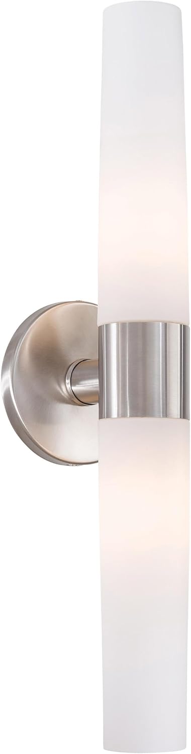 GEORGE KOVACS P5042-144 Saber Vanity Bath Light, 2-Light, 120 Total Watts, 4.75-in H x 20-in W, Brushed Stainless Steel