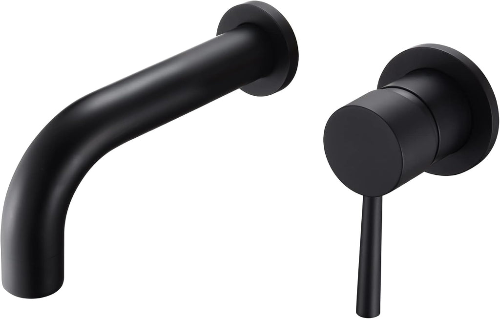 SUMERAIN Matte Black Tub Faucet Set Wall Mount Bathtub Faucet Single Handle, Rough-in Valve Included