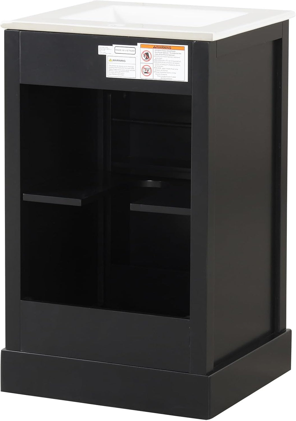 Bellemave 20' Bathroom Vanity with Sink, Small Bathroom Cabinet with Soft Closing Door, Free Standing Single Basin Bathroom Vanity with 2-Tier Storage Rack and Adjustable Shelve(Black)