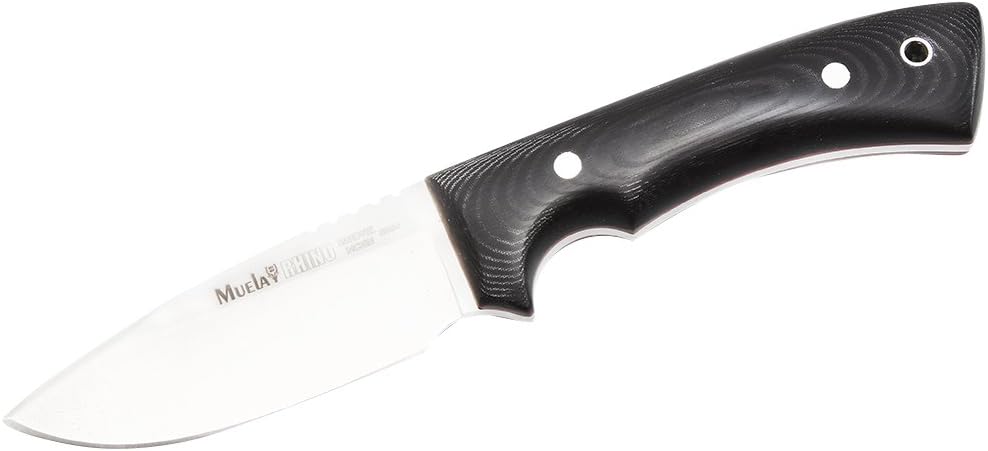 Muela RHINO-9M Fixed Blade Hunting Knife with Leather Sheath, 3-1/2', Black,Grey