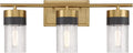 Savoy House 8-3600-3-322 Brickell Vintage Contemporary Crackled Glass Bathroom Vanity Wall Light, 3-Light 180 Total Watts, 9' H x 22' W, Warm Brass