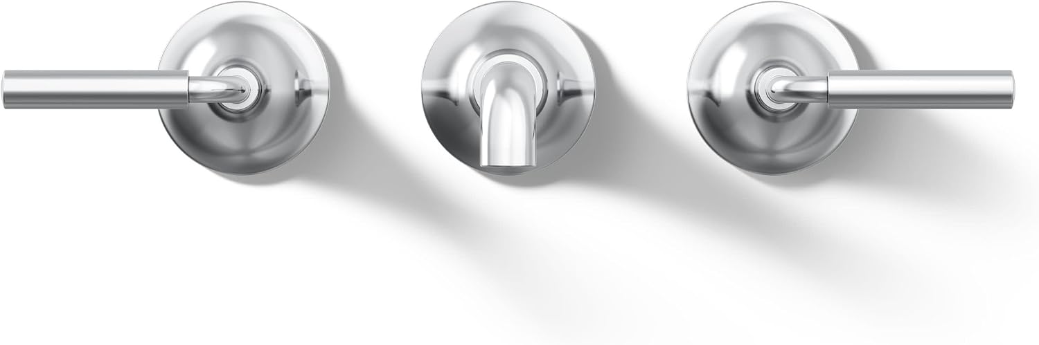 Kohler T26439-4-CP Tone Wall-Mount Bathroom Sink Faucet Set, Bathroom Faucet with Two Lever Handles, Polished Chrome