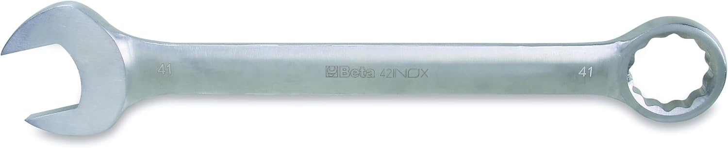Beta 42INOX Metric 41mm Stainless Steel Combination Wrench | 12-Point Box End, 15° Offset | Corrosion-Resistant AISI 420 |Food Industry and Clean Room Safe