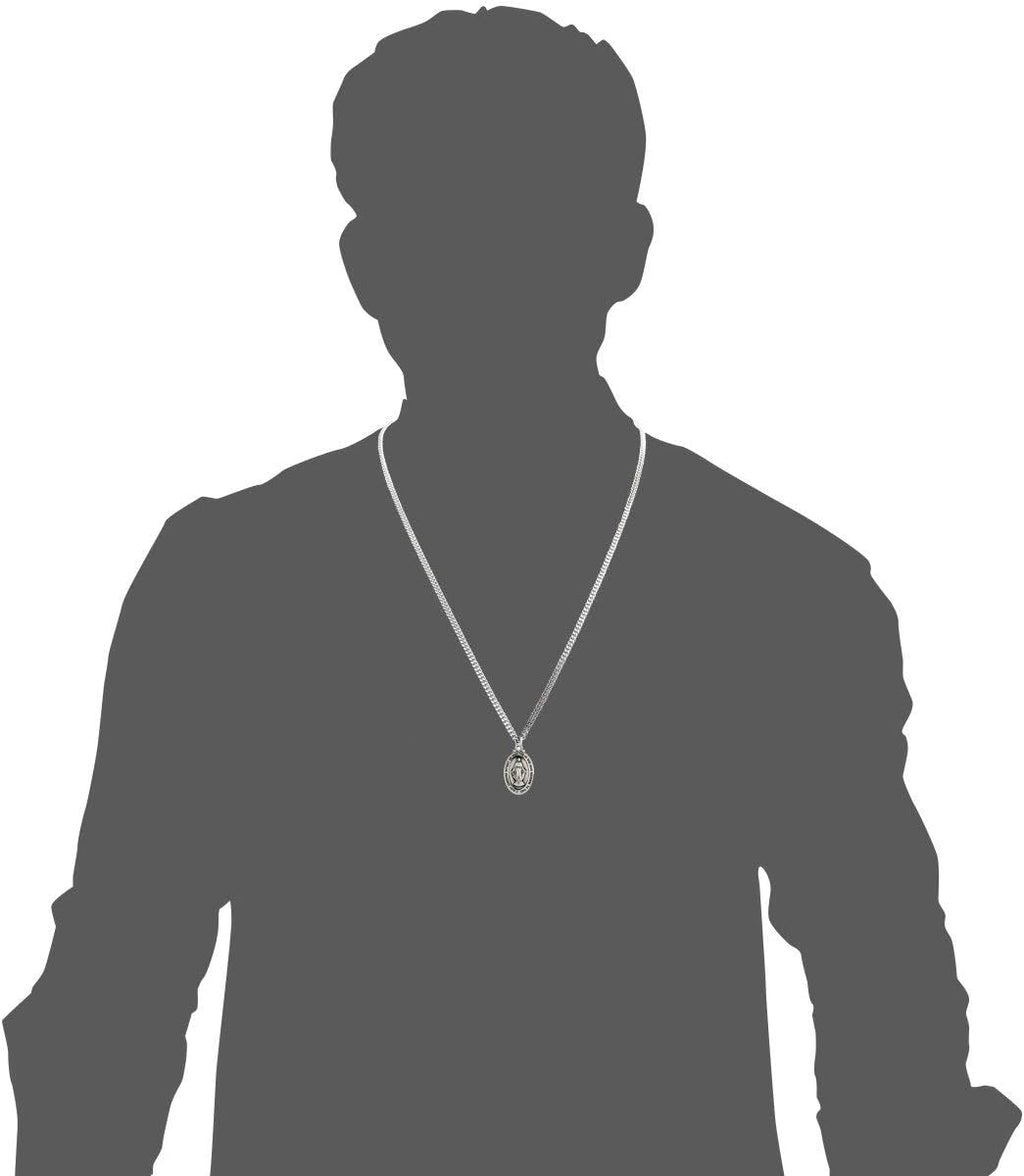 Heartland Store Oval Sterling Silver Miraculous Medal Necklace for Men - Tarnish Resistant, Handcrafted in the USA - Meaningful Religious Pendant- Ideal Present- 24-Inch Endless Rhodium Chain