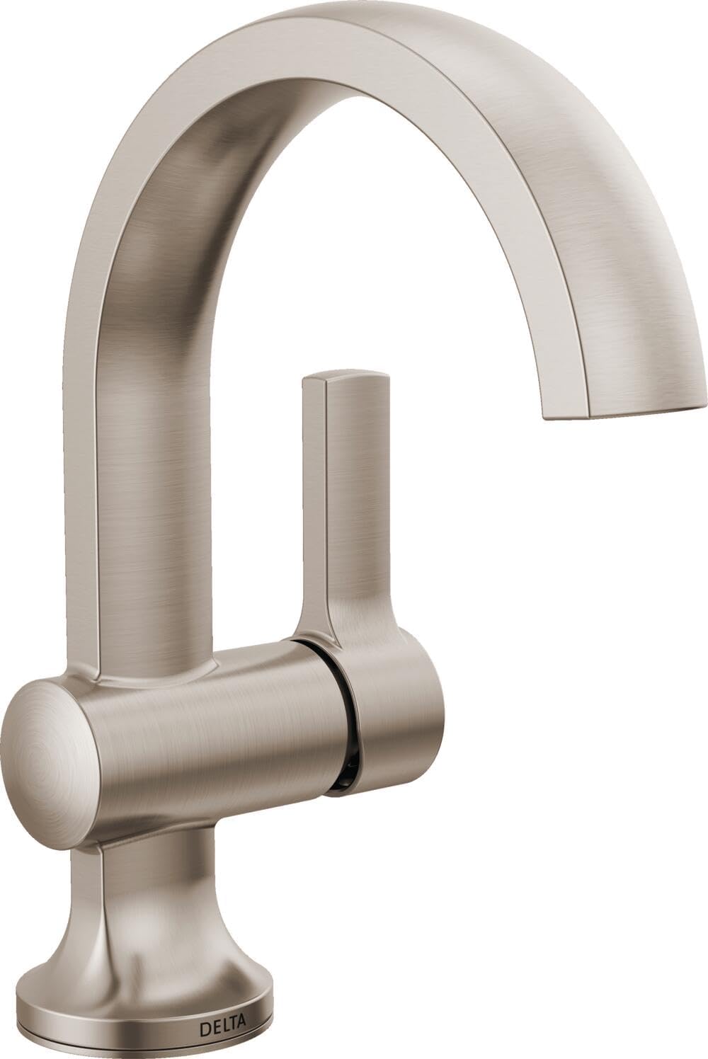 Delta Albion Brushed Nickel Bathroom Faucet 1 Hole, Single Hole Bathroom Sink Faucet for Vanity, Metal Push-Pop Drain Assembly, SpotShield Brushed Nickel 15855LF-SP