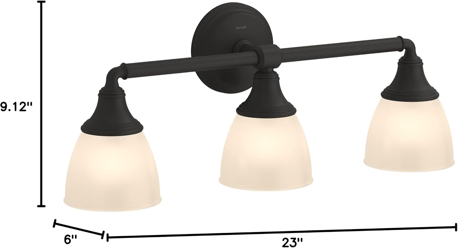Kohler Devonshire Bathroom Vanity Light Fixture, Wall Sconce Lighting, Position Facing Up or Down, UL Listed, 3 Light, Matte Black
