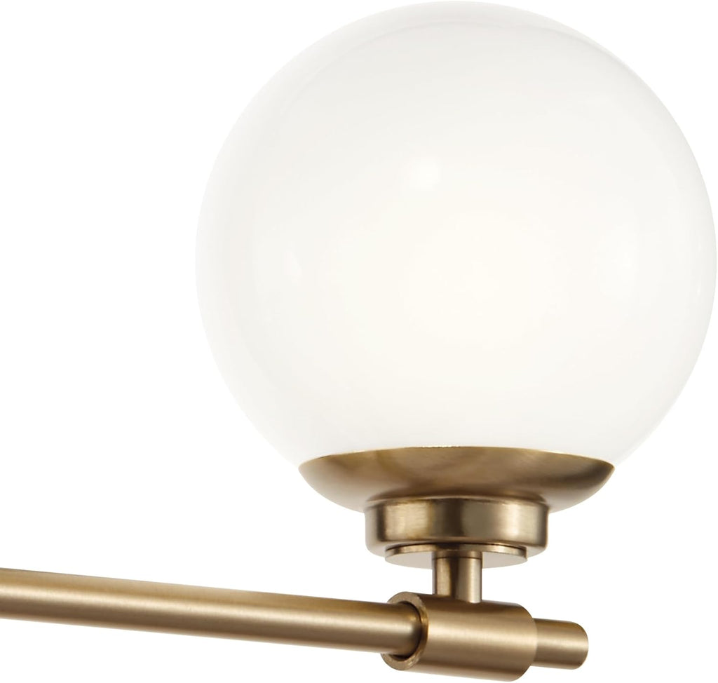 Kichler Benno 4-Light Bathroom Vanity Light Fixture with Opal Glass in Champagne Bronze, Modern Wall Mount Over Mirror for Bathroom or Powder Room (8.75' x 34'), 55173CPZ
