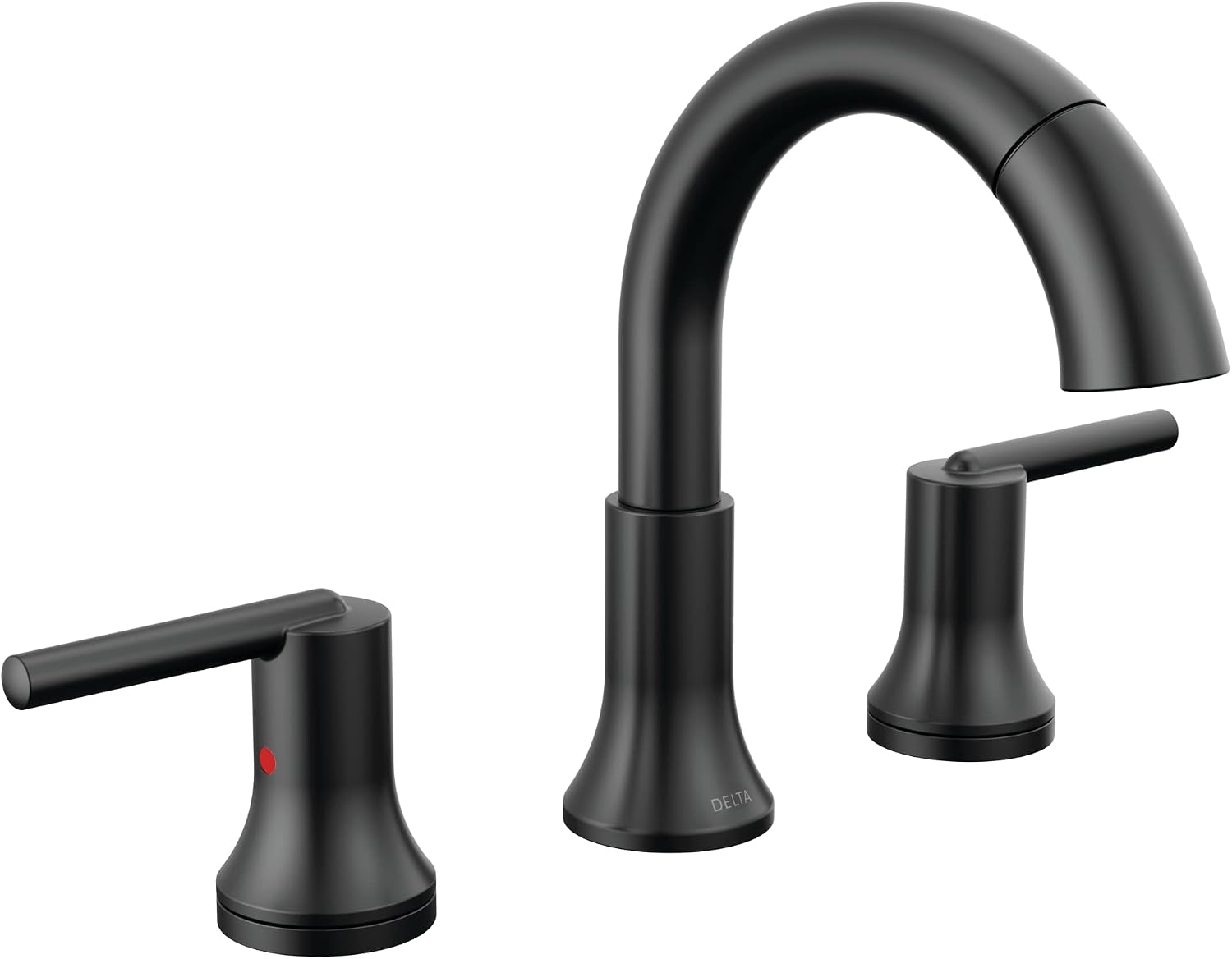 Delta Faucet Trinsic Pull Down Bathroom Faucet, Bathroom Pull Out Faucet, Black Widespread Bathroom Faucet 3 Hole Pull Down Sprayer, Bathroom Sink Faucet Magnetic Docking, Matte Black 3559-BLPD-DST