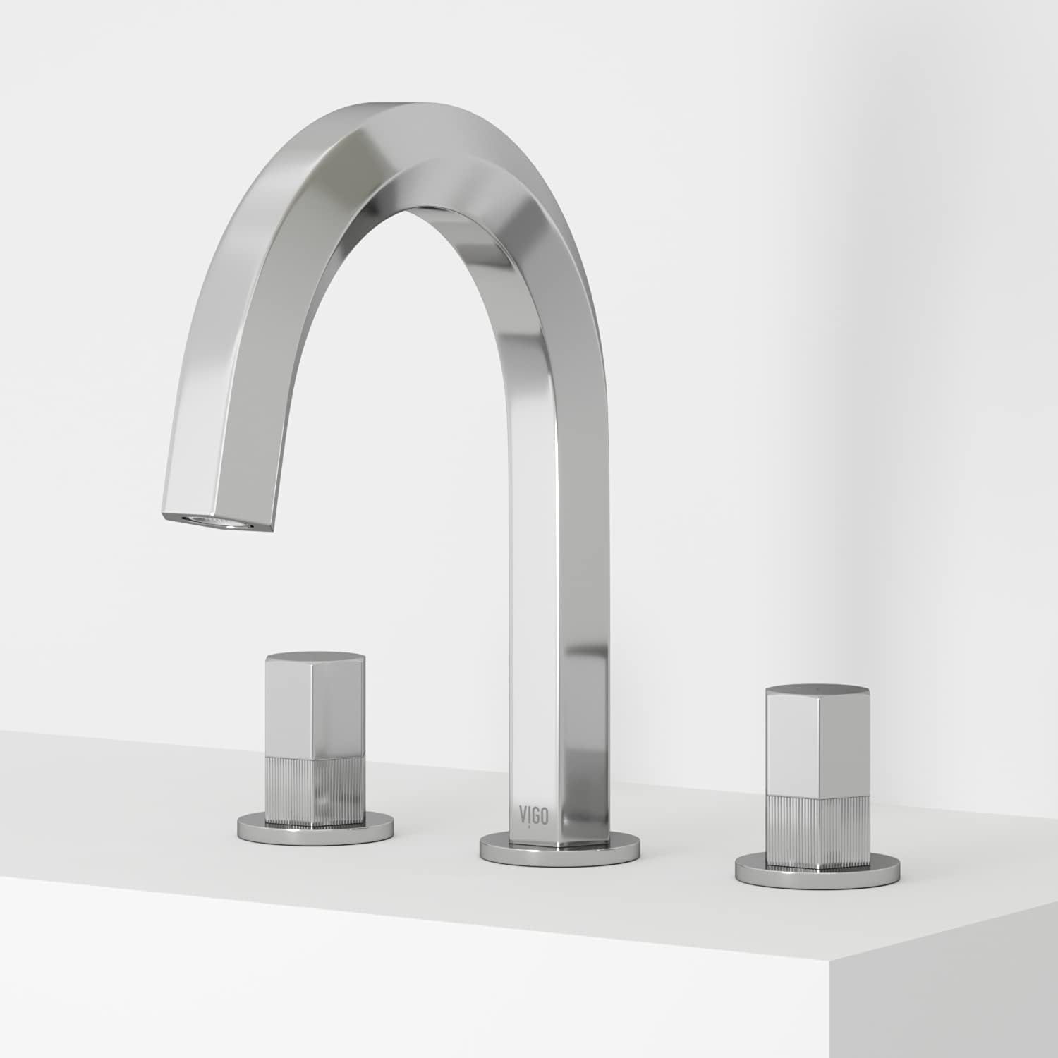 VIGO Hart Two-Handle Three-Hole Mount Widespread Bathroom Sink Faucet, 9-Inch, Chrome, Modern Design, Solid Brass, 1.2 GPM WaterSense & Ceramic Disc Valve, Corrosion-Resistant