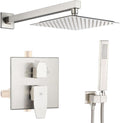 Shower Faucet Set Brushed Nickel Rainfall 8 Inch Shower Head and Handle Set Bathroom Rain Shower System Wall Mounted Shower Fixture Include Shower Valve and Trim Kit