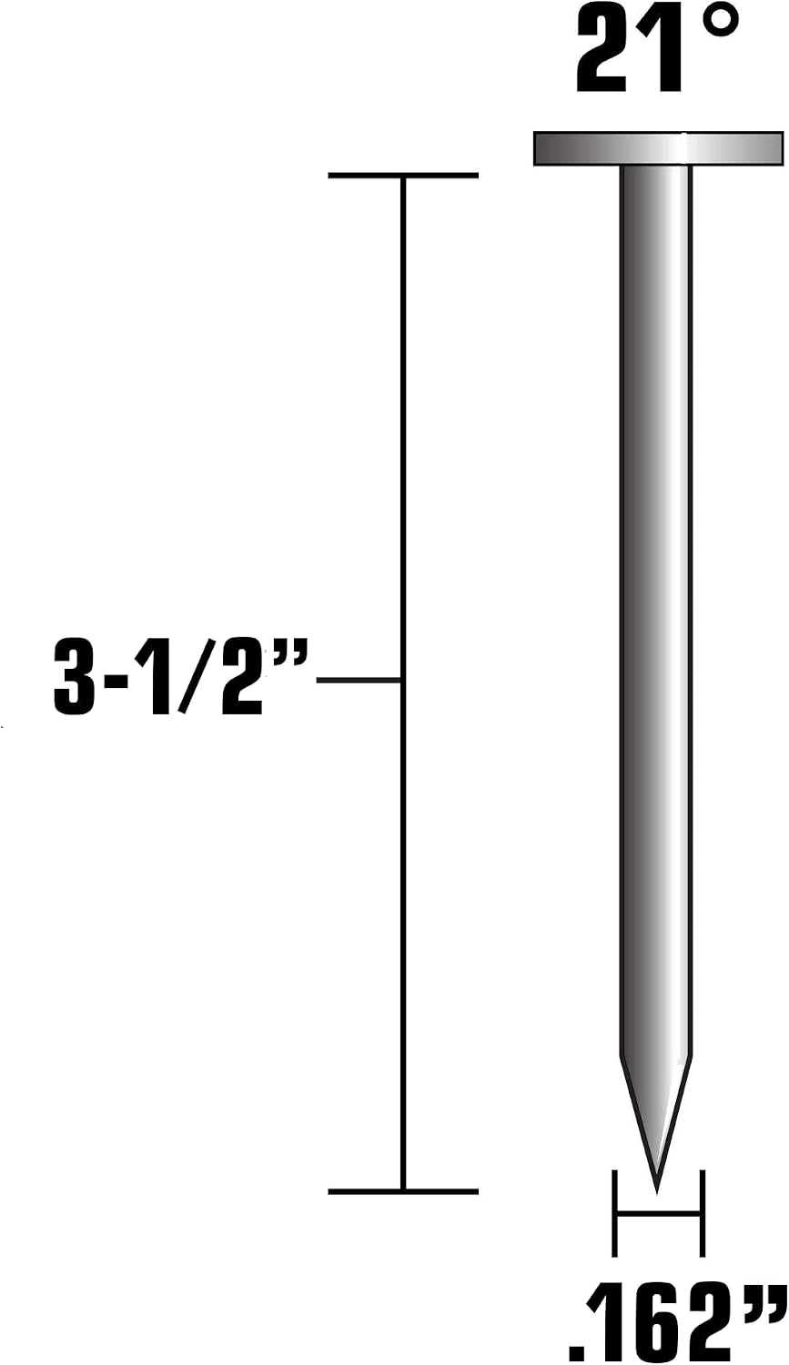 Metabo HPT Framing Nails | 3-1/2 In. x.162 | 21 Degree | Smooth Shank | Bright Basic | 1,000 Count | 10140HPT