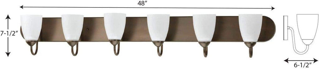 Progress Lighting P2714-20 Gather Collection 6-Light Vanity Fixture, Antique Bronze