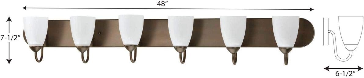 Progress Lighting P2714-20 Gather Collection 6-Light Vanity Fixture, Antique Bronze