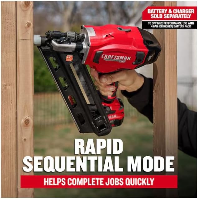 CRAFTSMEN V20 Brushless RP 3-1/4-in 30 -Degree Cordless Roundhead Framing Nailer (Battery Not Included and Charger Not Included)