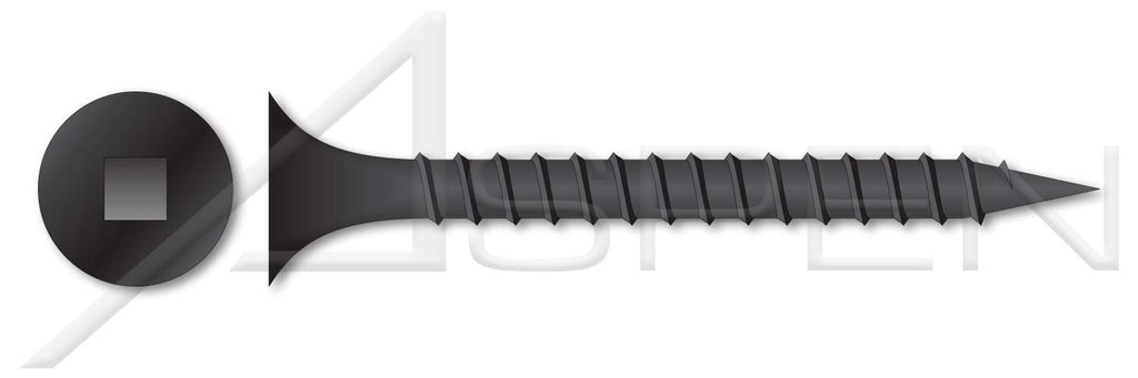 (2000 pcs) #8 X 1-1/4', Drywall Screws, Bugle Square Drive, Coarse Thread, Steel, Black Phosphate