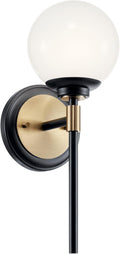 Kichler Benno 1-Light Wall Sconce, Modern Light with Opal Glass in Black and Champagne Bronze, for Bathroom, Powder Room, Kitchen, Bedroom, or Hallway (13.75' x 5.25'), 55170CPZ