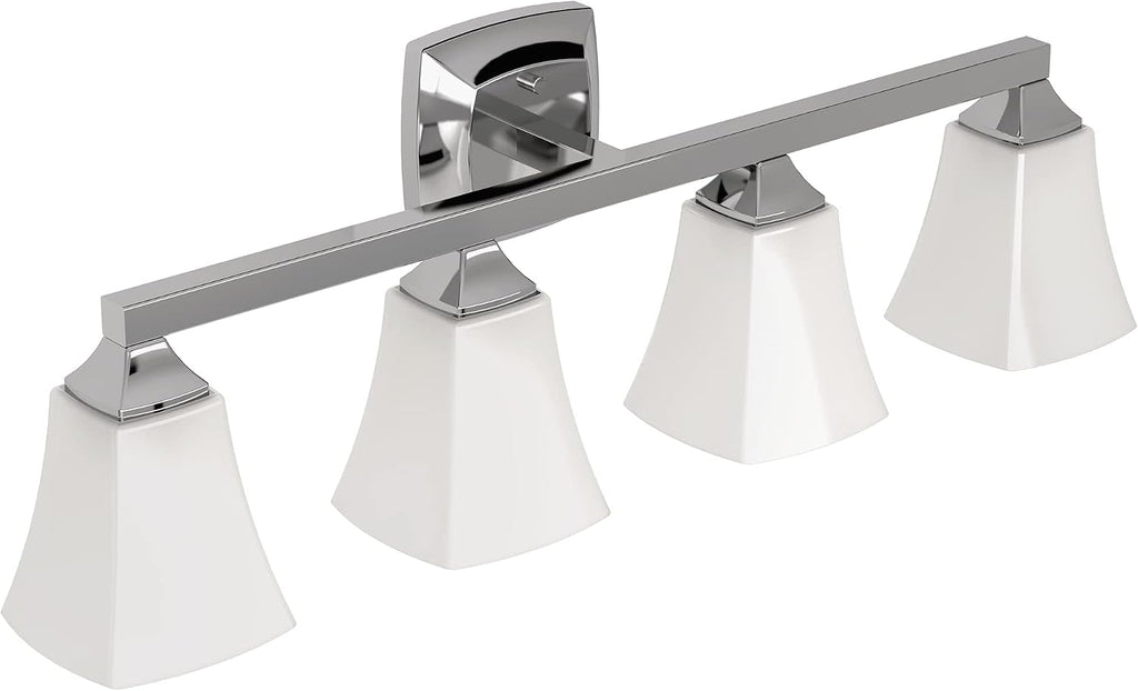 Moen YB5164CH Voss 4-Light Dual-Mount Bath Bathroom Vanity Fixture with Frosted Glass, Chrome