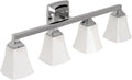 Moen YB5164CH Voss 4-Light Dual-Mount Bath Bathroom Vanity Fixture with Frosted Glass, Chrome