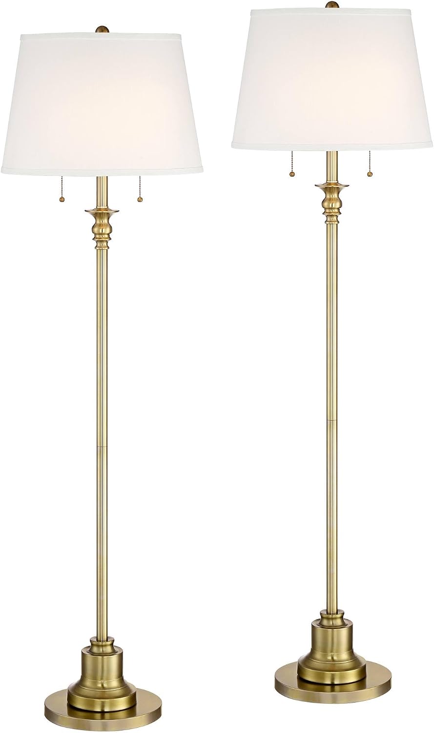 360 Lighting Spenser Traditional 58' Tall Standing Floor Lamps Set of 2 Lights Pull Chain Gold Metal Brushed Antique Brass Finish Living Room Bedroom House Reading Office Home Decor Entryway Dining