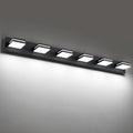 SineRise LED Modern Bathroom Vanity Light Fixtures (6-Light, 48-Inch), Matte Black Modern Acrylic Bathroom Wall Lighting Fixtures Over Mirror (Cool White 6000K)