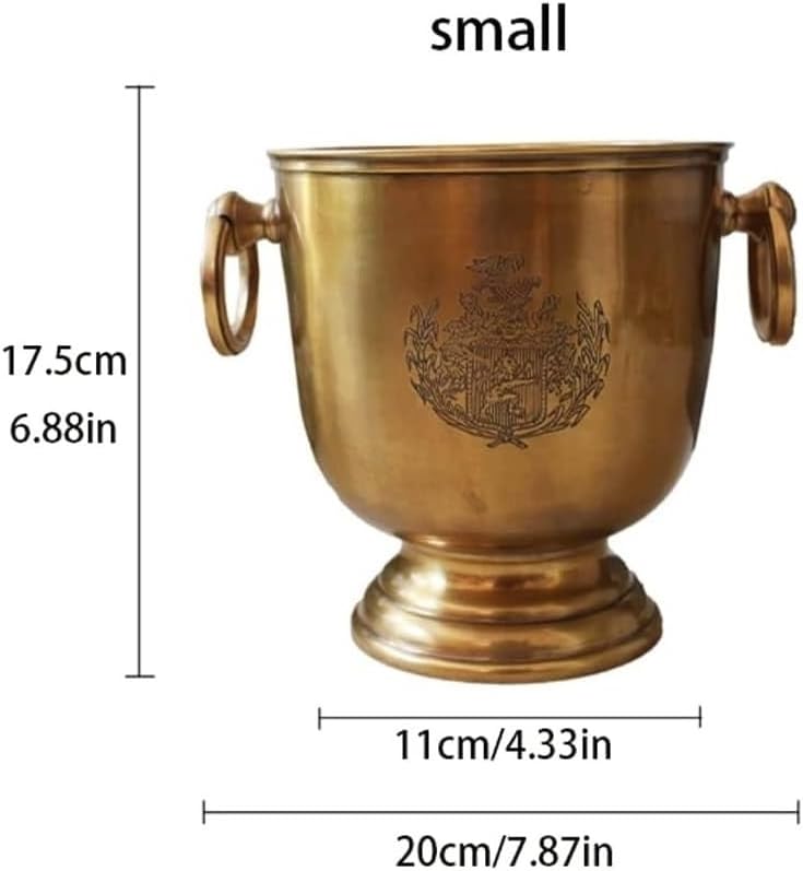 Ice Bucket Modern ice Bucket Ice Bucket Brass Thickened Material Luxury Vintage Wine Barrels, Champagne Barrels Bar Chilling Beer for Kitchen (Color : Small - with Ice Clip)
