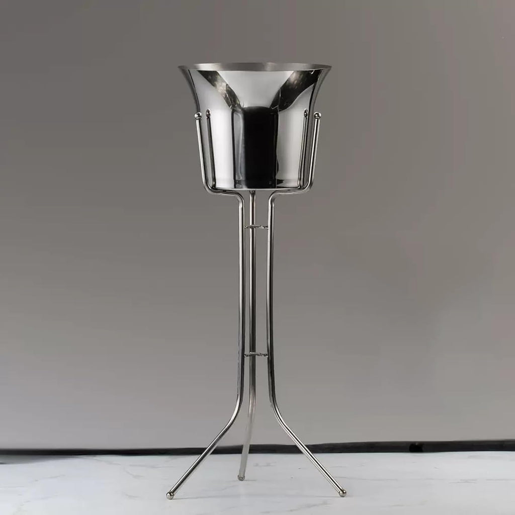 ice Bucket for Parties Stainless Steel Wine Ice Bucket with Steel Bucket Stand Wine Chiller on Stand Kitchen and Bar Ware Beverage Barware Accessories Ice Container Wine Bucket